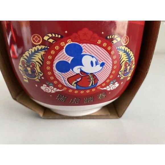 Disney Mickey Mouse Chinese New Year Ramen Bowl With Chopsticks Noodle Bowl NEW - Picture 2 of 8